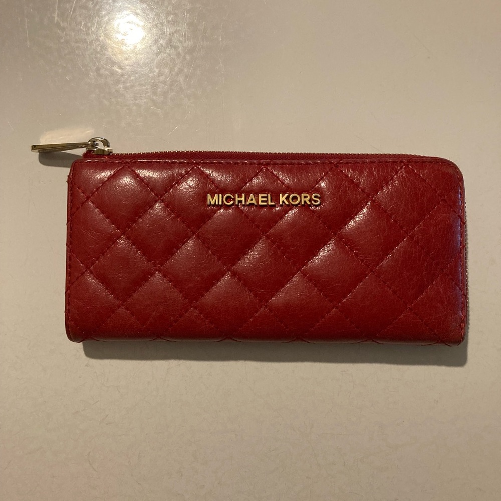 Michael Kors Red Quilted Leather Wallet